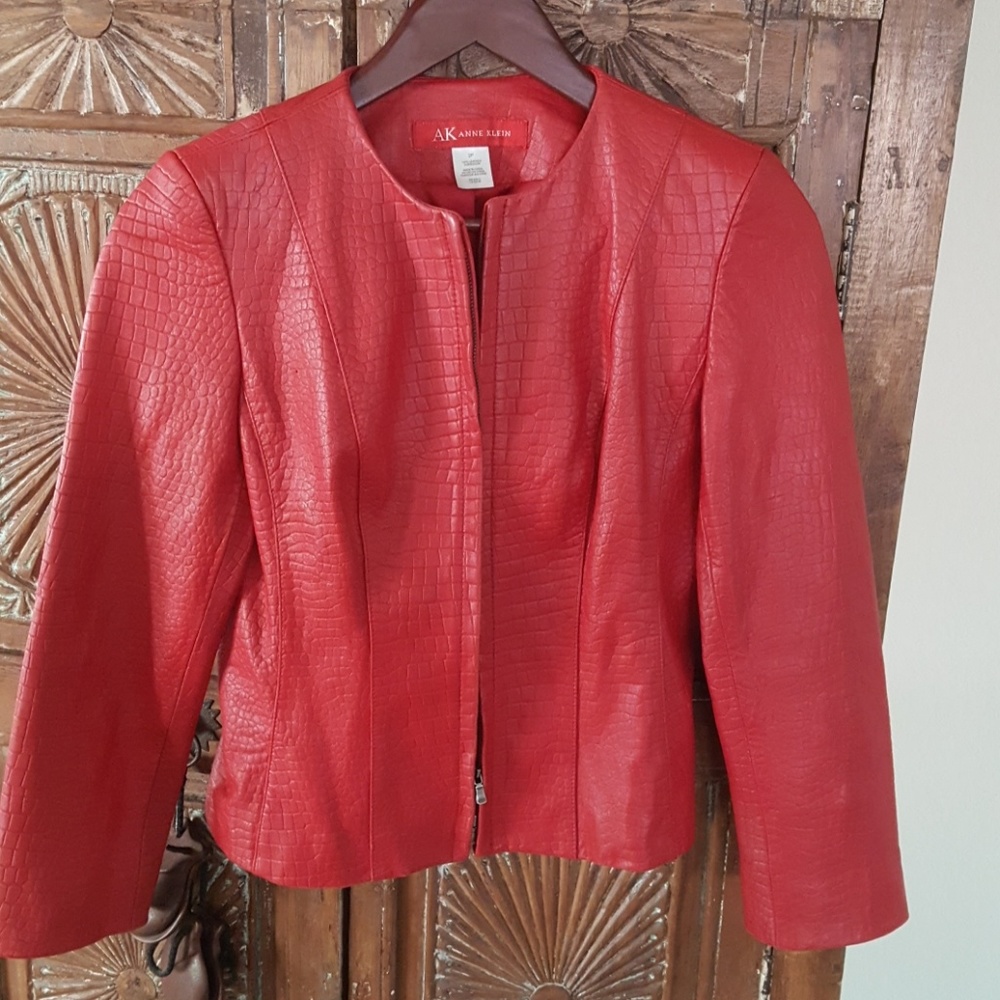 AK Anne Klein Leather Jacket Size 2P